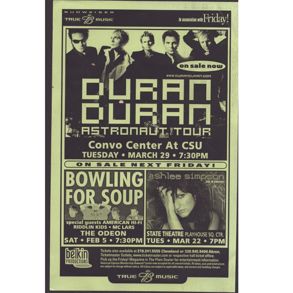 Duran Duran Astronaut Tour Ashlee Simpson Bowling For Soup 2005 Concert Flyer
